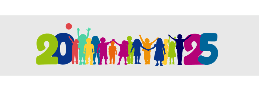 Bunte Grafik mit der Jahreszahl 2025